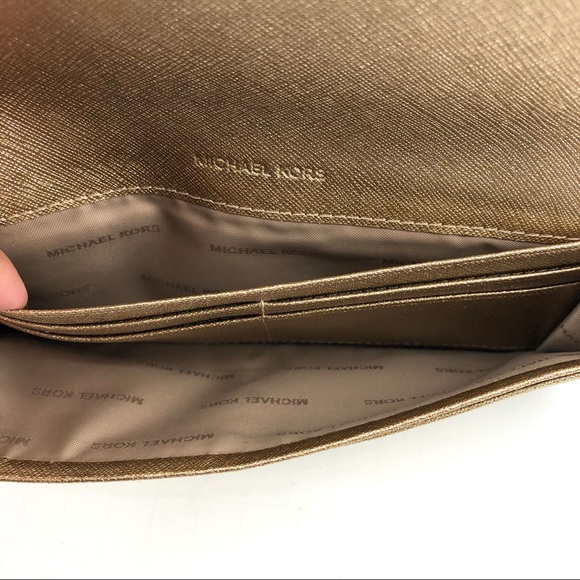 Michael Kors Gold Metallic Flap Wallet - Picture 5 of 7